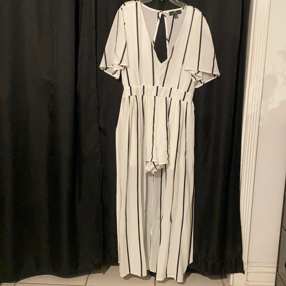 Short romper with long skirt attached